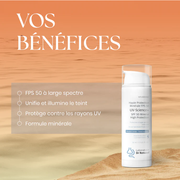 UV-science+ Haute Protection Minérale Visage Teintée à Protection Large Spectre FPS 50