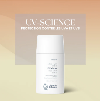 UV-science Lotion Solaire Minérale Visage à Protection Large Spectre FPS 30